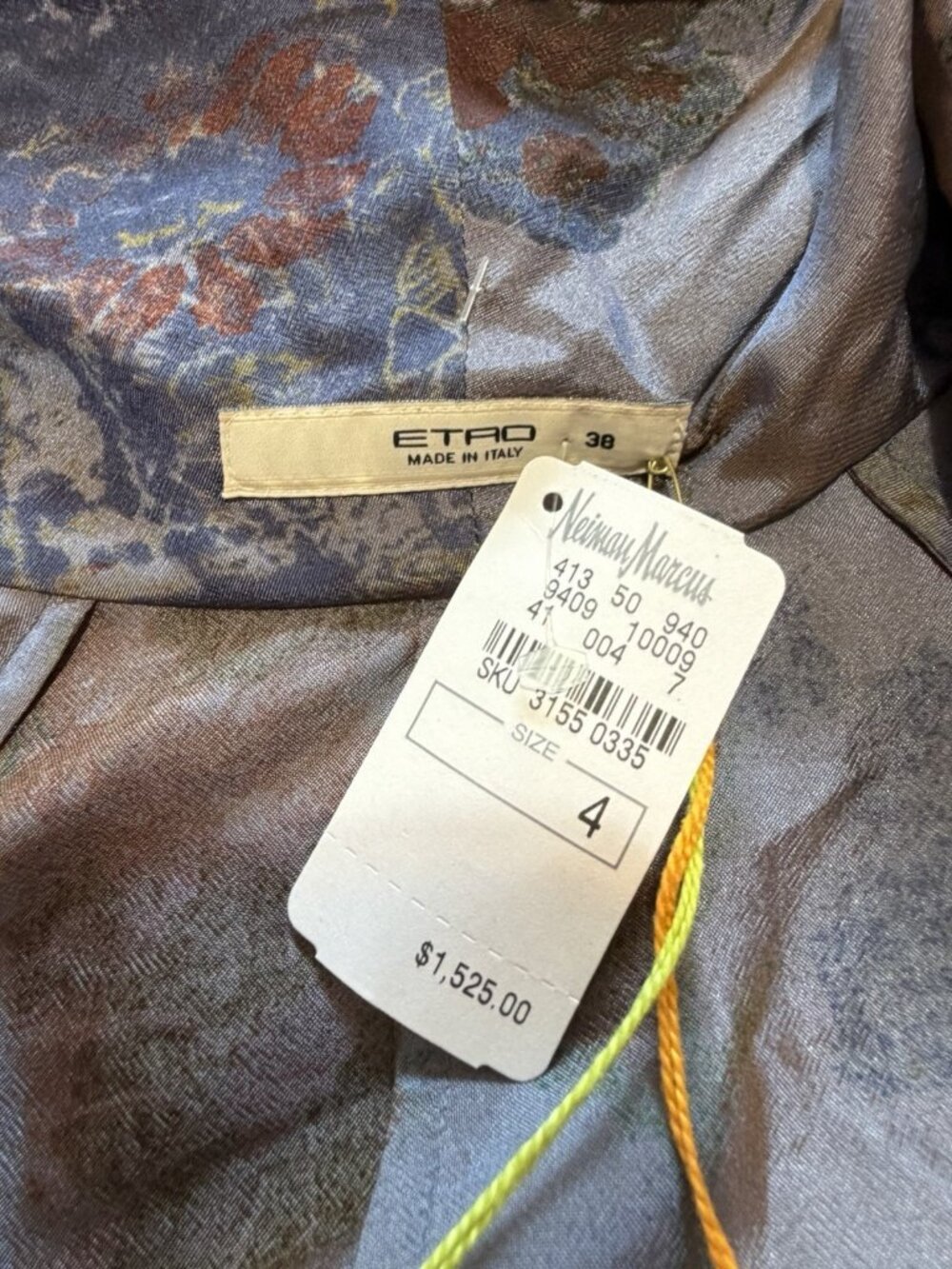 ETRO Italy Silk Women's Kimono Floral Metallic Open Front Tie Waist Jacket Sz 4 - Picture 6 of 10